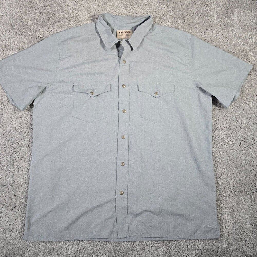 CC Filson Shirt Mens XL Blue Snap Front Short Sleeve Western